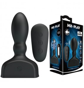 MR PLAY - Remote-Controlled Inflatable Vibrating Anal Plug (Chargeable - Black)